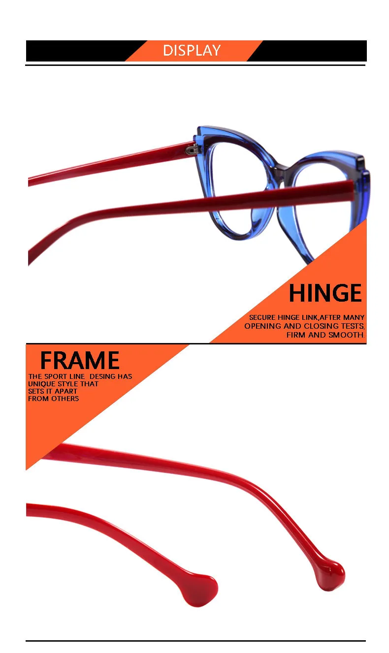 New Trend Splicing Frame Anti-blue Light Personality Cat's Eye Retro Glasses Frame Large Frame Flat Mirror T22114 display picture 15