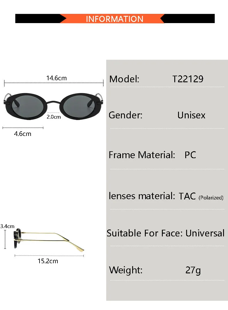 New  Retro Oval Ladies Sunglasses   Trend Personalized Small Frame Hot Sunglasses T22129 display picture 5