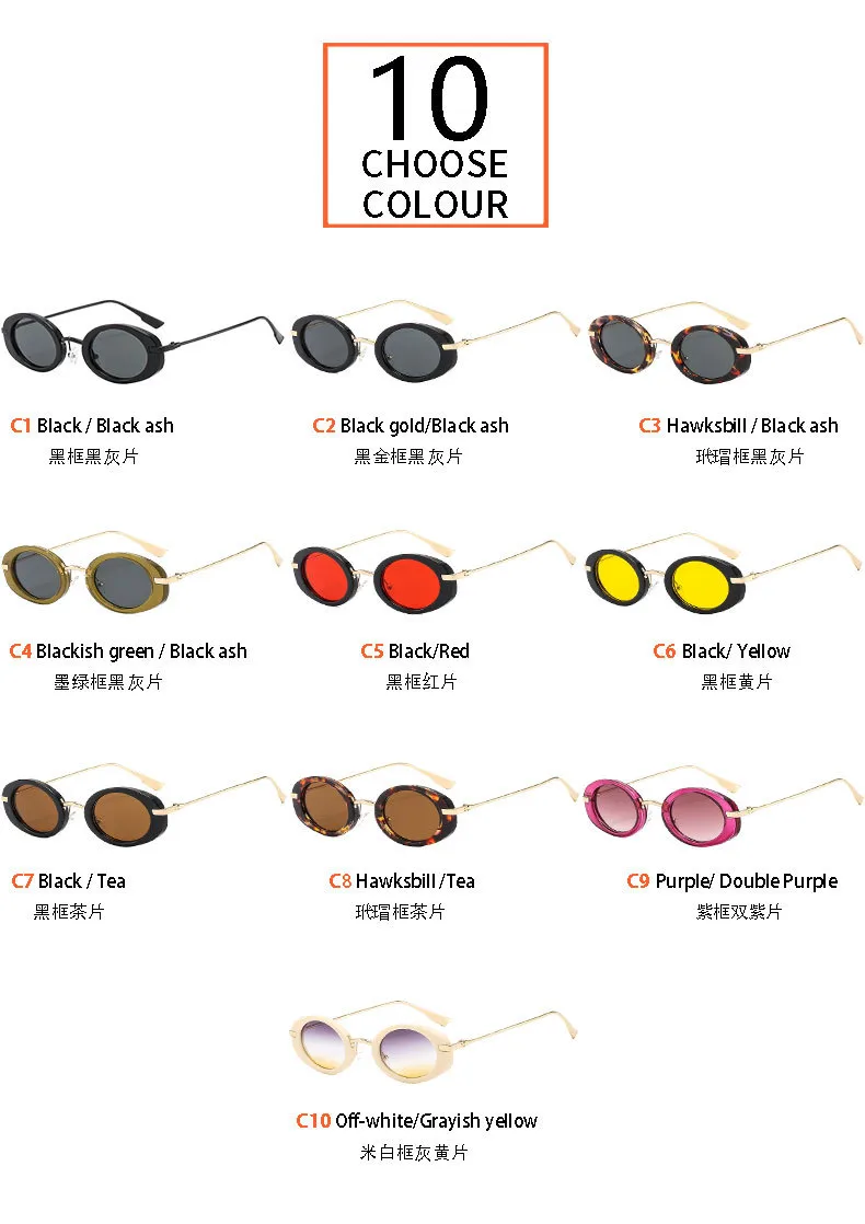 New  Retro Oval Ladies Sunglasses   Trend Personalized Small Frame Hot Sunglasses T22129 display picture 6