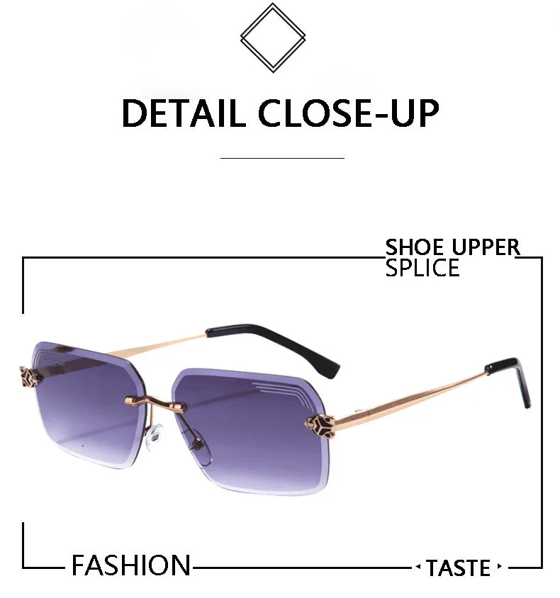 New Summer Frameless Small Square Trim Sunglasses Men's And Women's Fashion Items Sunglasses T22137 display picture 2