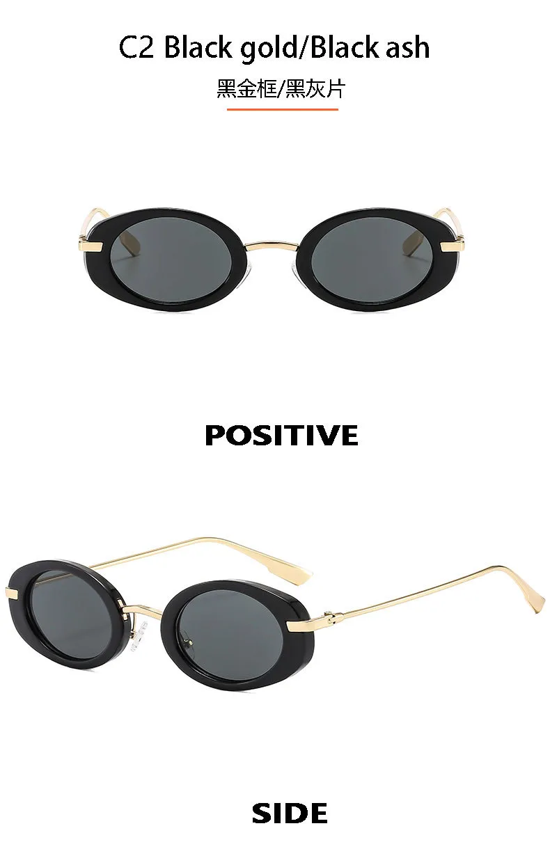 New  Retro Oval Ladies Sunglasses   Trend Personalized Small Frame Hot Sunglasses T22129 display picture 9