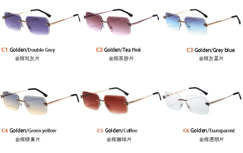 New Summer Frameless Small Square Trim Sunglasses Men's And Women's Fashion Items Sunglasses T22137 display picture 7