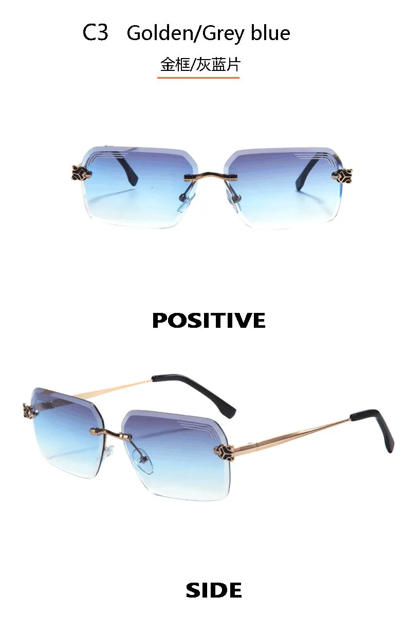 New Summer Frameless Small Square Trim Sunglasses Men's And Women's Fashion Items Sunglasses T22137 display picture 11