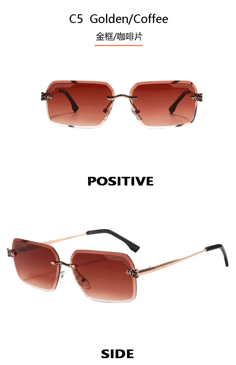 New Summer Frameless Small Square Trim Sunglasses Men's And Women's Fashion Items Sunglasses T22137 display picture 13