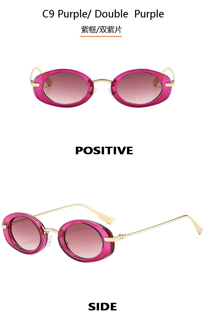 New  Retro Oval Ladies Sunglasses   Trend Personalized Small Frame Hot Sunglasses T22129 display picture 16