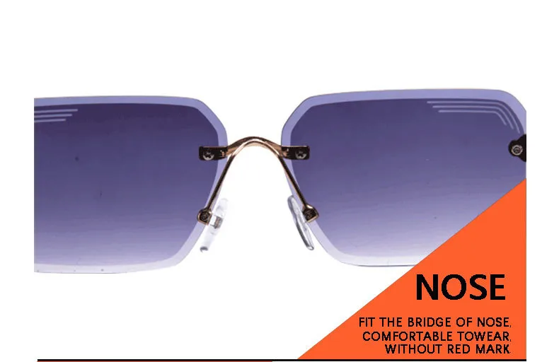 New Summer Frameless Small Square Trim Sunglasses Men's And Women's Fashion Items Sunglasses T22137 display picture 16