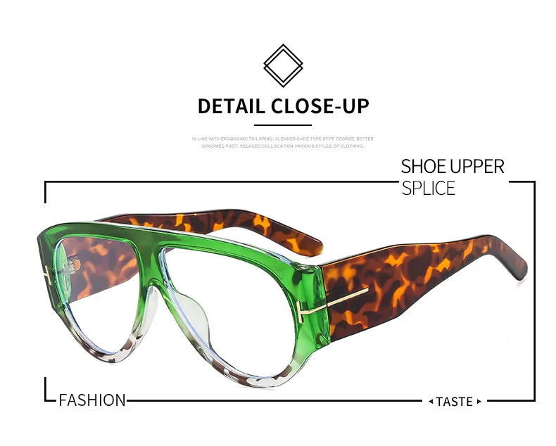 New Large Frame Men's And Women's Pilot Style Plain Glasses M6154T Decorative  Fashion  Glasses Frame display picture 2