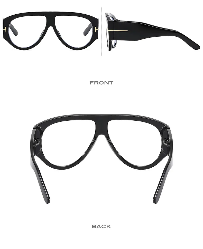 New Large Frame Men's And Women's Pilot Style Plain Glasses M6154T Decorative  Fashion  Glasses Frame display picture 9