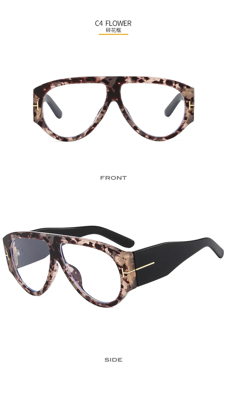 New Large Frame Men's And Women's Pilot Style Plain Glasses M6154T Decorative  Fashion  Glasses Frame display picture 12