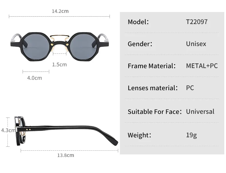 Small Frame Hip Hop Punk  Sunglasses Fashion Trend  Motorcycle Sunglasses T22097 display picture 4