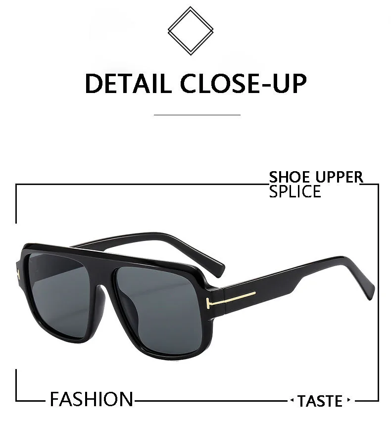 New  T-shaped Large-frame Aviator Sunglasses Men's Square Fashion Sunscreen Sunglasses T22127 display picture 2