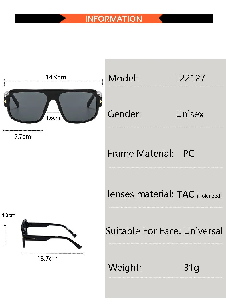 New  T-shaped Large-frame Aviator Sunglasses Men's Square Fashion Sunscreen Sunglasses T22127 display picture 5
