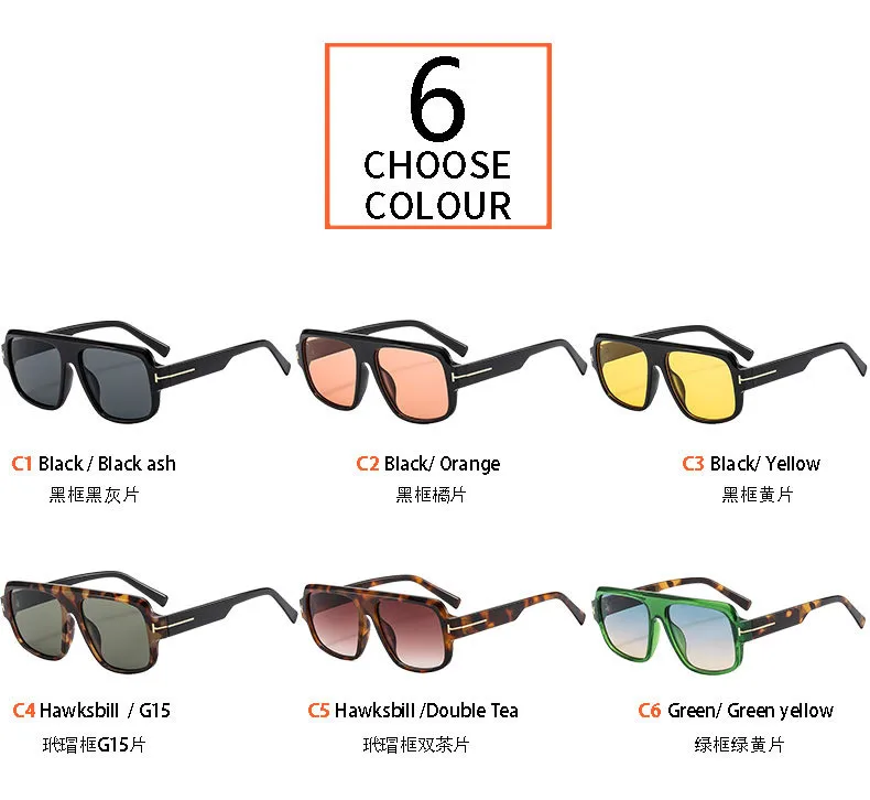 New  T-shaped Large-frame Aviator Sunglasses Men's Square Fashion Sunscreen Sunglasses T22127 display picture 6