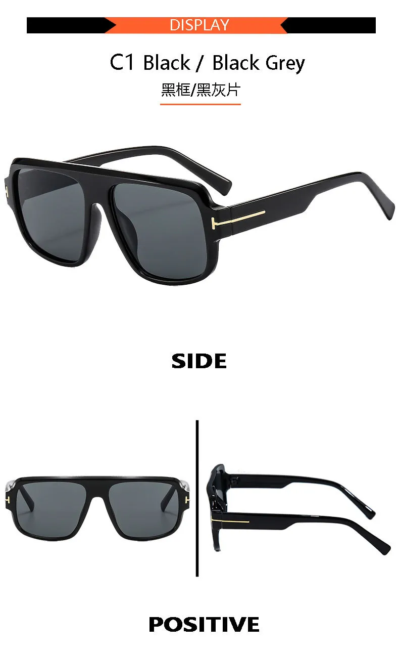New  T-shaped Large-frame Aviator Sunglasses Men's Square Fashion Sunscreen Sunglasses T22127 display picture 7