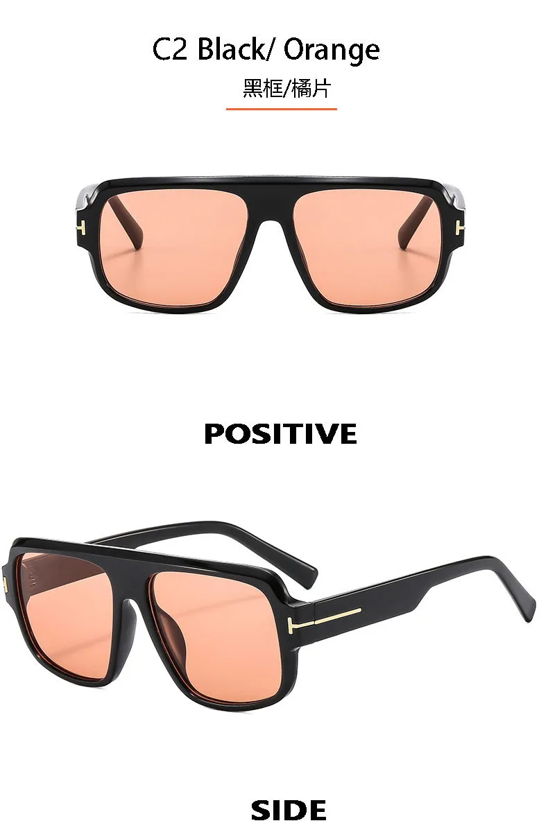 New  T-shaped Large-frame Aviator Sunglasses Men's Square Fashion Sunscreen Sunglasses T22127 display picture 9