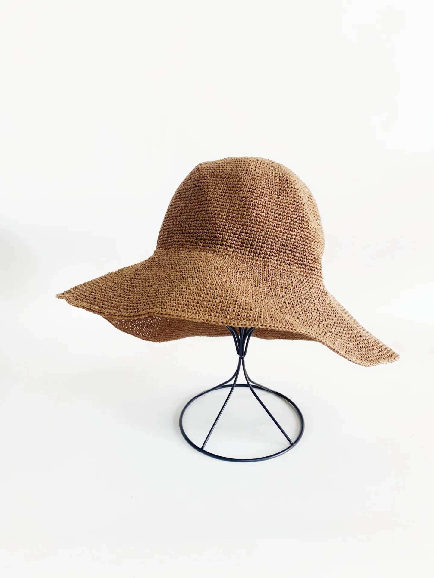 Summer Fine Hook Shade Hat Handmade Fine Paper Grass Fisherman Hat Spring All-match Travel Dome Hat Sun Protection And Sunshade display picture 3