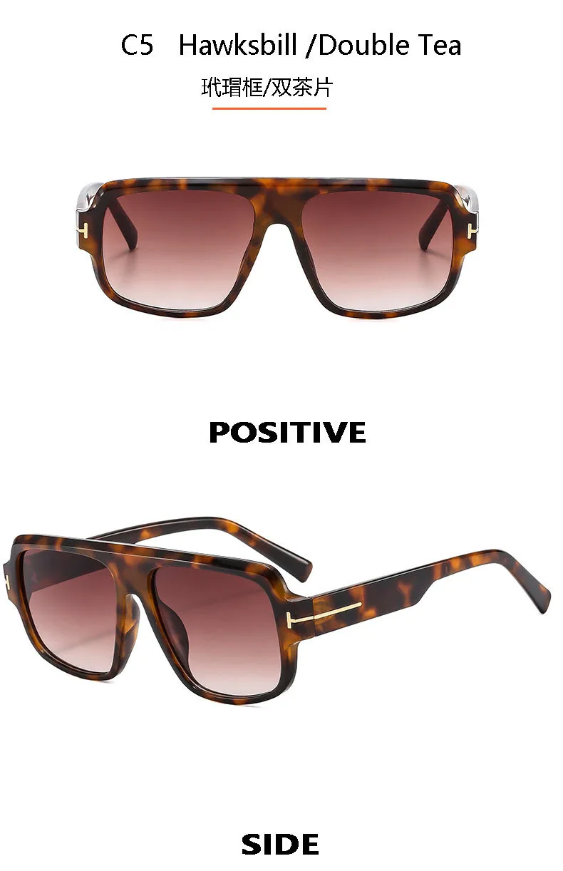 New  T-shaped Large-frame Aviator Sunglasses Men's Square Fashion Sunscreen Sunglasses T22127 display picture 12