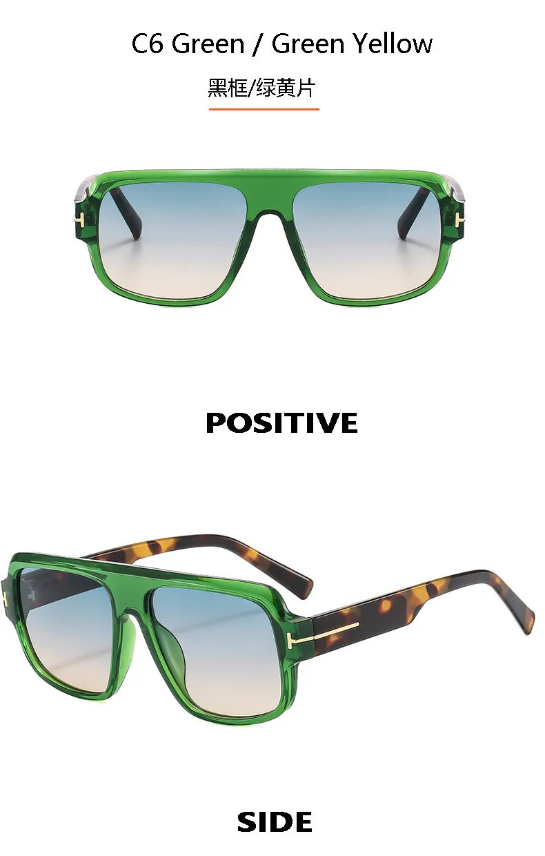 New  T-shaped Large-frame Aviator Sunglasses Men's Square Fashion Sunscreen Sunglasses T22127 display picture 13