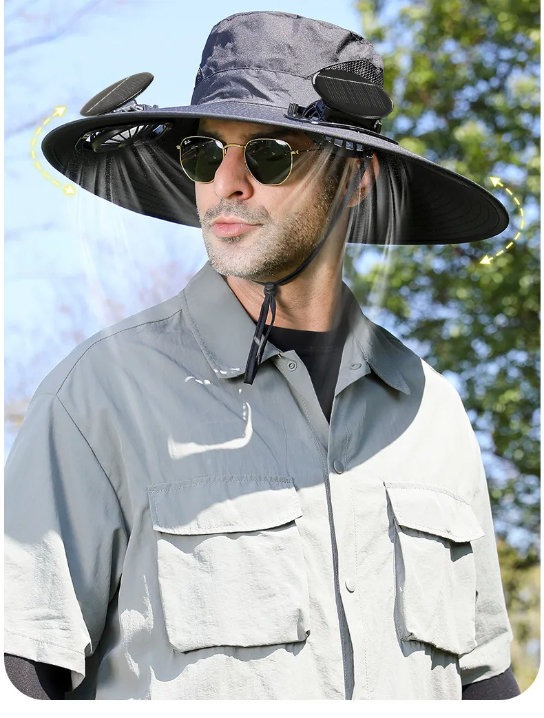 Anti-ultraviolet Sunshade  Explosion Outdoor Summer Fishing Protection Sunscreen Air Conditioning Fan Fisherman Sun Hat display picture 3