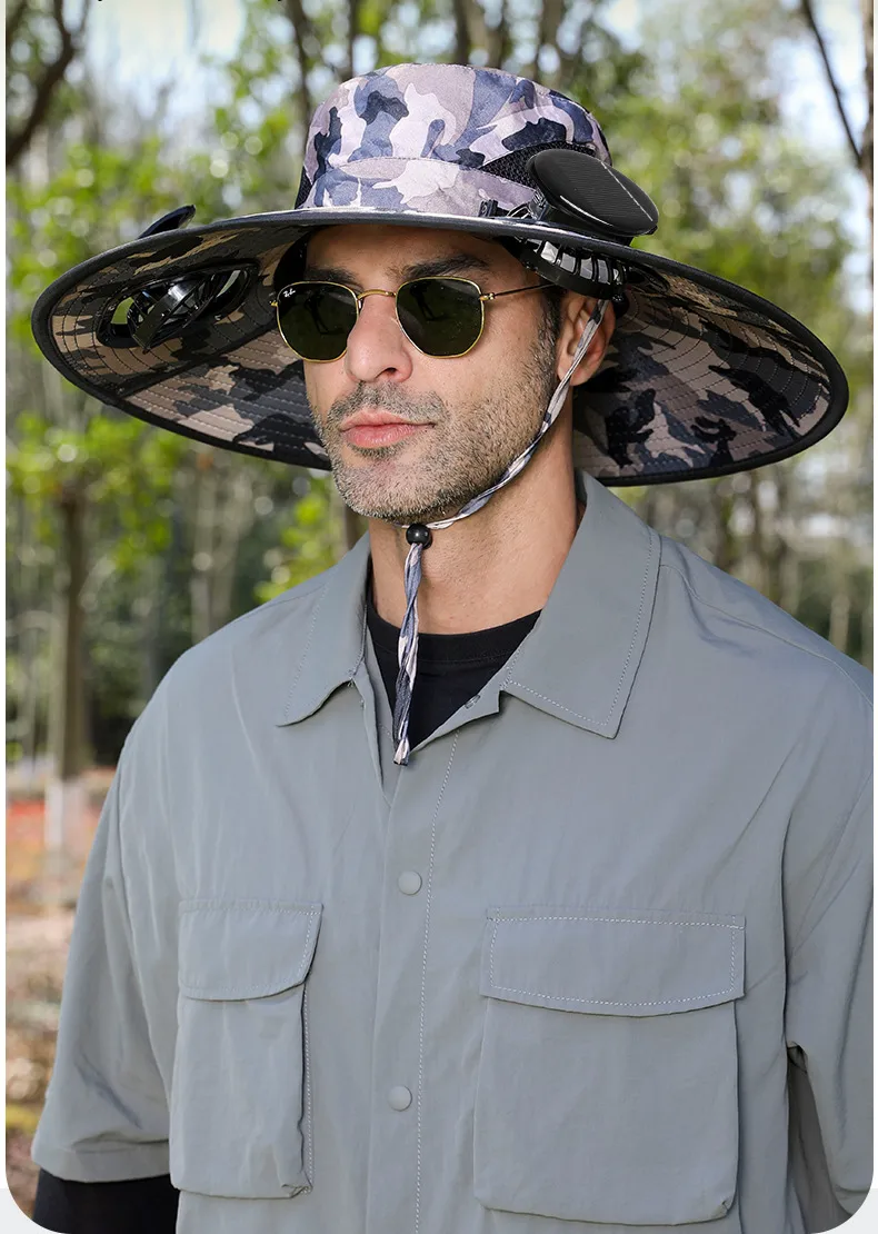 Anti-ultraviolet Sunshade  Explosion Outdoor Summer Fishing Protection Sunscreen Air Conditioning Fan Fisherman Sun Hat display picture 9