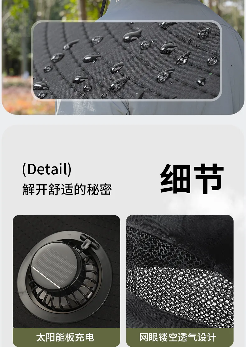 Anti-ultraviolet Sunshade  Explosion Outdoor Summer Fishing Protection Sunscreen Air Conditioning Fan Fisherman Sun Hat display picture 12