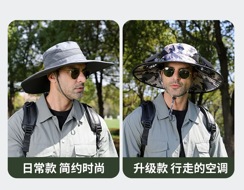 Anti-ultraviolet Sunshade  Explosion Outdoor Summer Fishing Protection Sunscreen Air Conditioning Fan Fisherman Sun Hat display picture 17