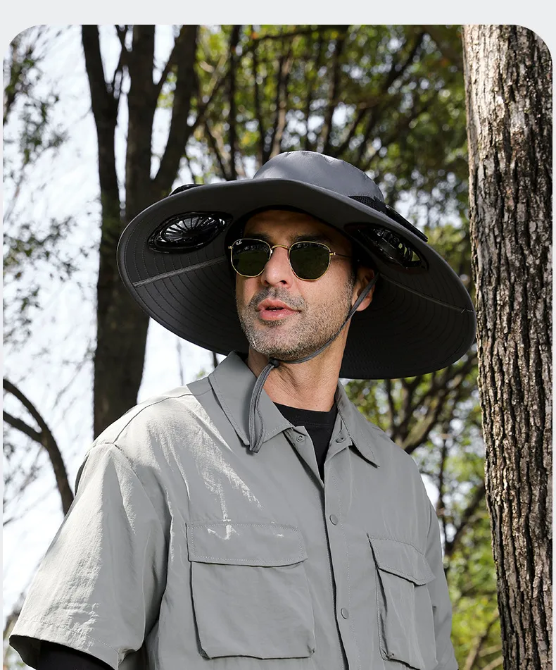 Anti-ultraviolet Sunshade  Explosion Outdoor Summer Fishing Protection Sunscreen Air Conditioning Fan Fisherman Sun Hat display picture 18
