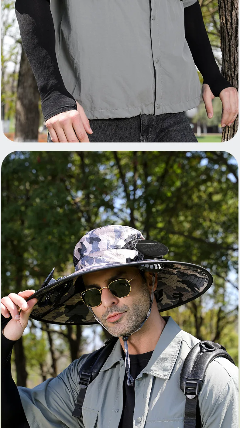 Anti-ultraviolet Sunshade  Explosion Outdoor Summer Fishing Protection Sunscreen Air Conditioning Fan Fisherman Sun Hat display picture 19