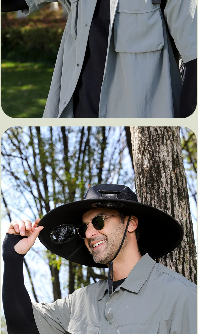 Anti-ultraviolet Sunshade  Explosion Outdoor Summer Fishing Protection Sunscreen Air Conditioning Fan Fisherman Sun Hat display picture 20