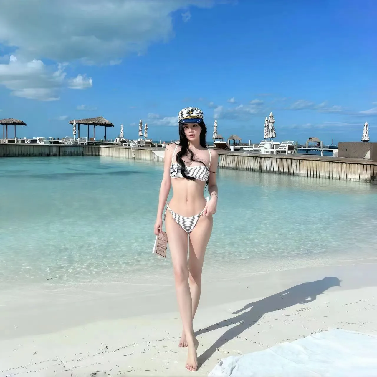 Navy Hat JK Sailor Hat  New Sunscreen Hat Women's Sunshade Seaside Sun Hat Summer Beret display picture 2