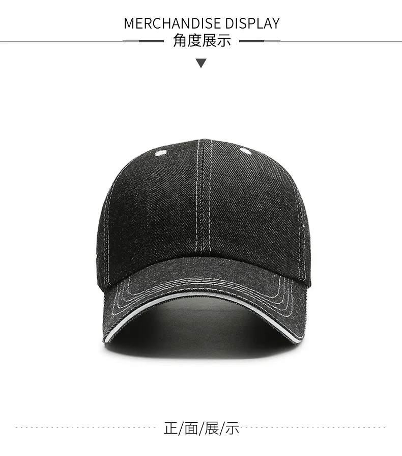 In Stock Denim Baseball Cap Bare Cap Outdoor Denim Monochrome Dome Big Brim Sunshade Hat  Hot Sale display picture 5