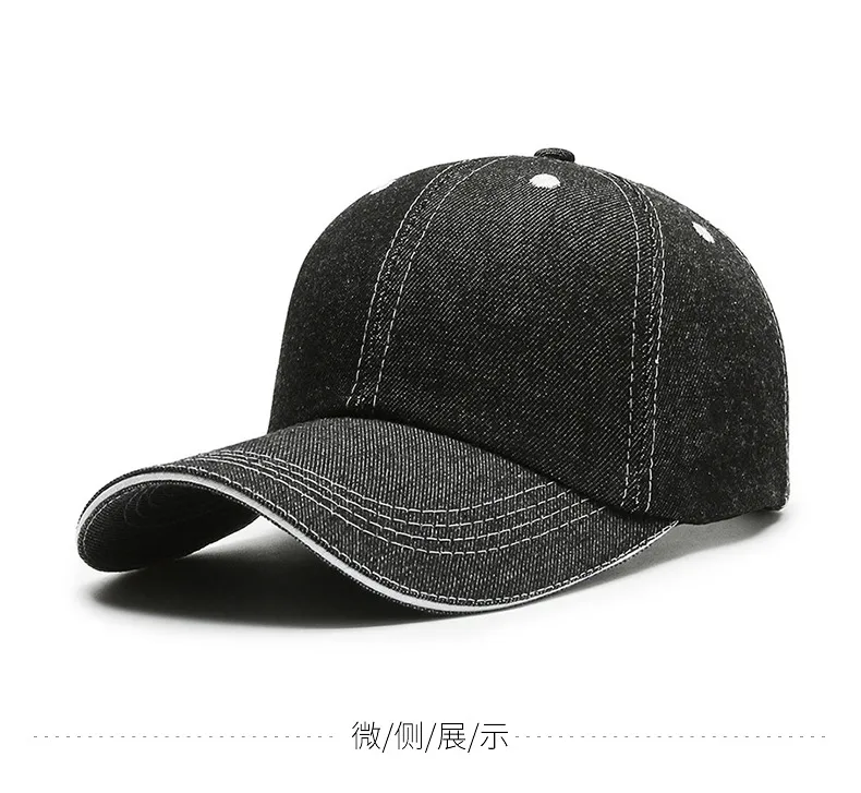 In Stock Denim Baseball Cap Bare Cap Outdoor Denim Monochrome Dome Big Brim Sunshade Hat  Hot Sale display picture 6