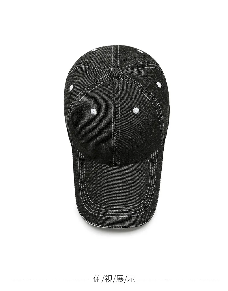 In Stock Denim Baseball Cap Bare Cap Outdoor Denim Monochrome Dome Big Brim Sunshade Hat  Hot Sale display picture 8