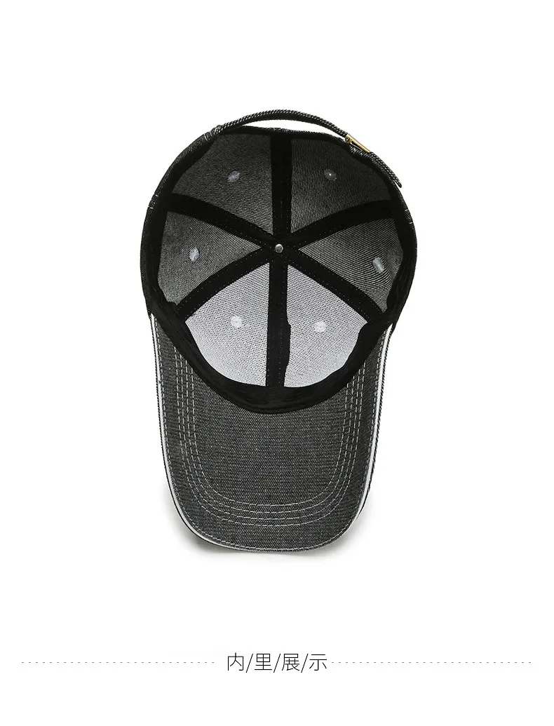 In Stock Denim Baseball Cap Bare Cap Outdoor Denim Monochrome Dome Big Brim Sunshade Hat  Hot Sale display picture 9