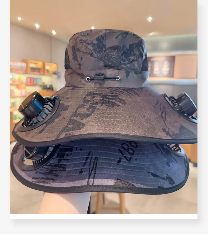 Solar Fan Hat Men's Summer Outdoor Mountaineering Fishing UV-proof Sunshade Oversized Beaves Sunscreen Fisherman Hat display picture 4