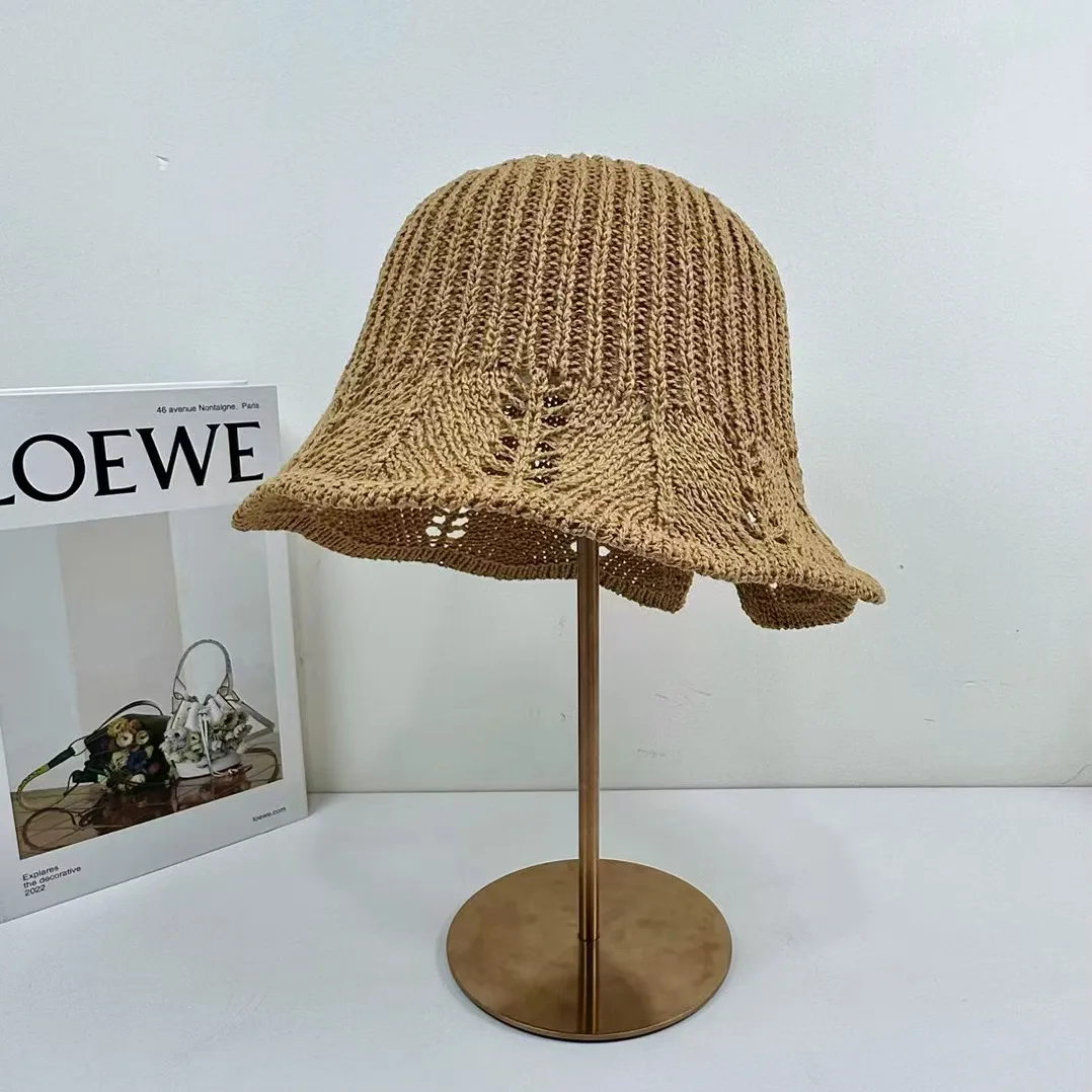 Sunscreen Fisherman Hat Women's Summer New-style Simple All-match Sunshade Basin Hat Knitted New-style Woven Face-covering Bucket Hat display picture 3