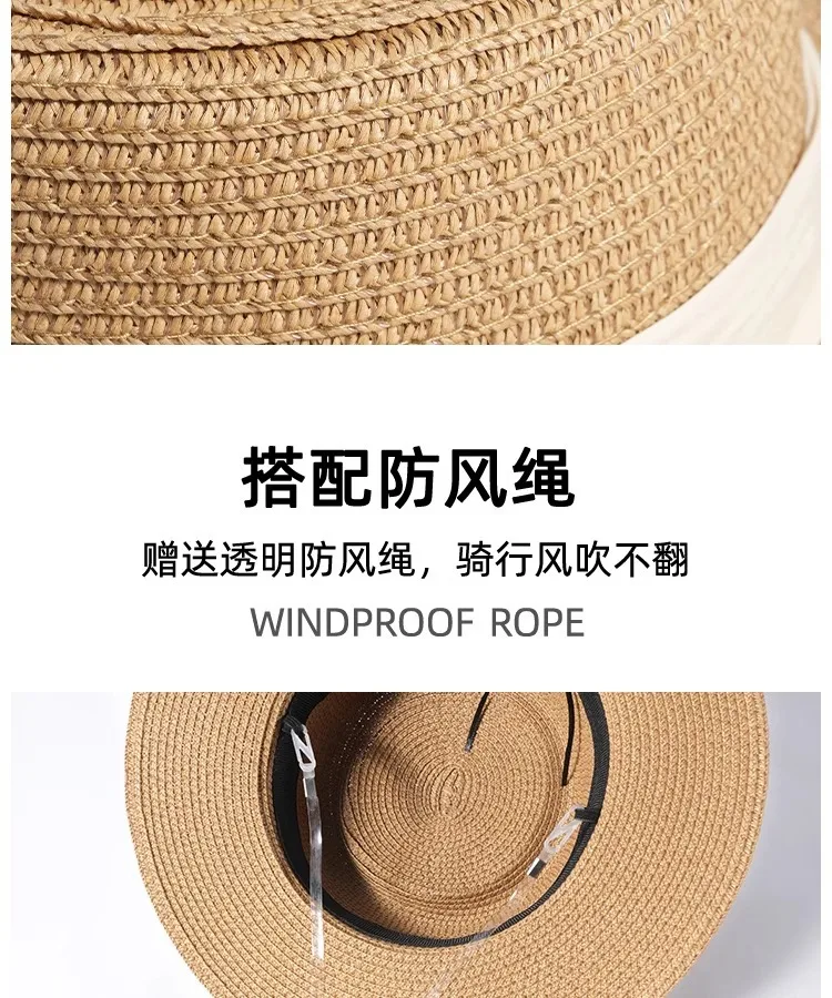 Flat Top Straw Hat Women's French Straw Top Hat  New Summer Big Brim Sunshade Hat Seaside Holiday Sun Hat display picture 8