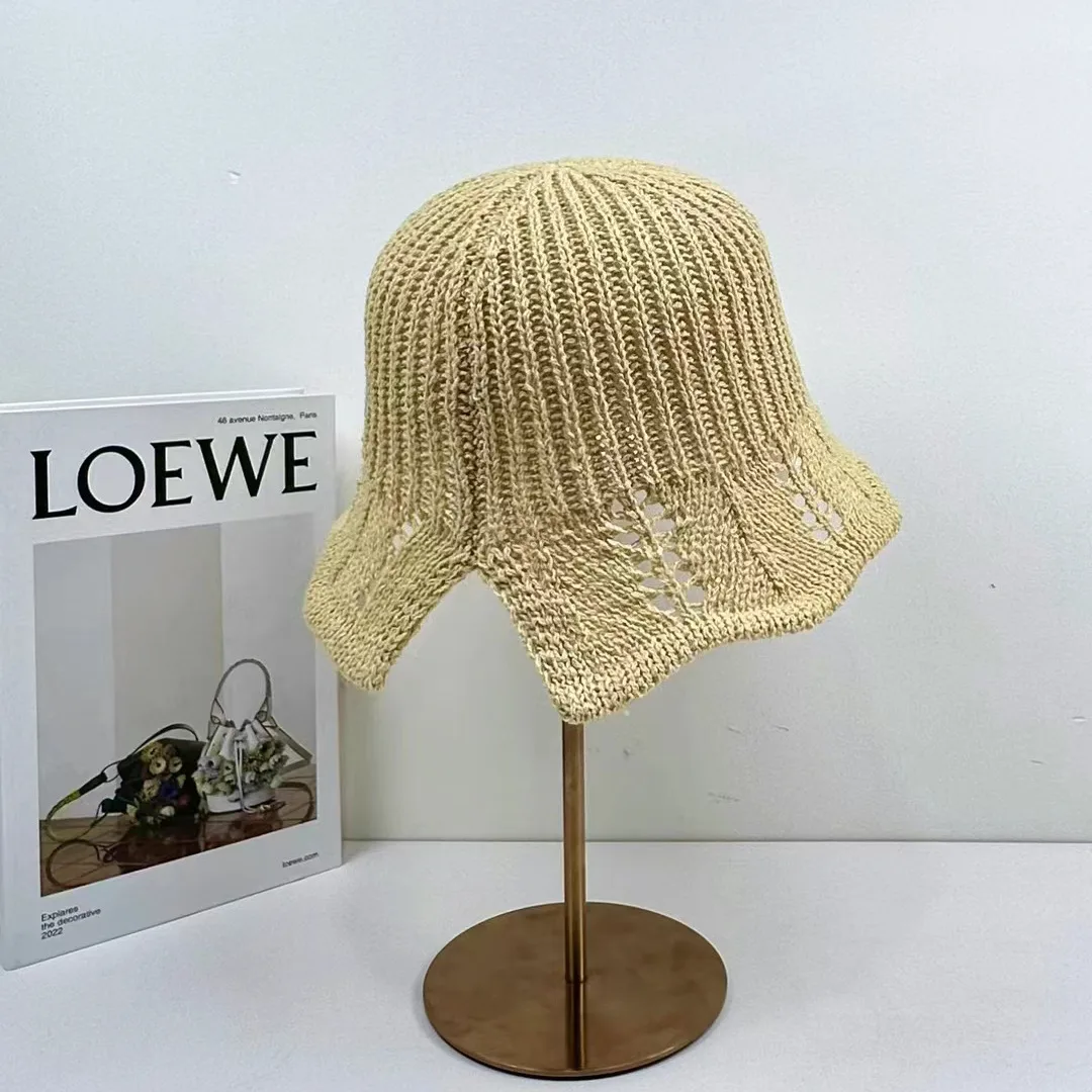 Sunscreen Fisherman Hat Women's Summer New-style Simple All-match Sunshade Basin Hat Knitted New-style Woven Face-covering Bucket Hat display picture 4