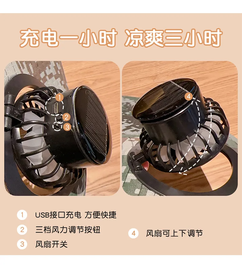 Solar Fan Hat Men's Summer Outdoor Mountaineering Fishing UV-proof Sunshade Oversized Beaves Sunscreen Fisherman Hat display picture 7