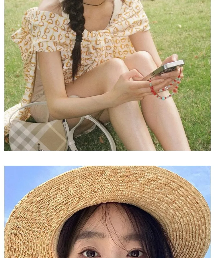 Flat Top Straw Hat Women's French Straw Top Hat  New Summer Big Brim Sunshade Hat Seaside Holiday Sun Hat display picture 11