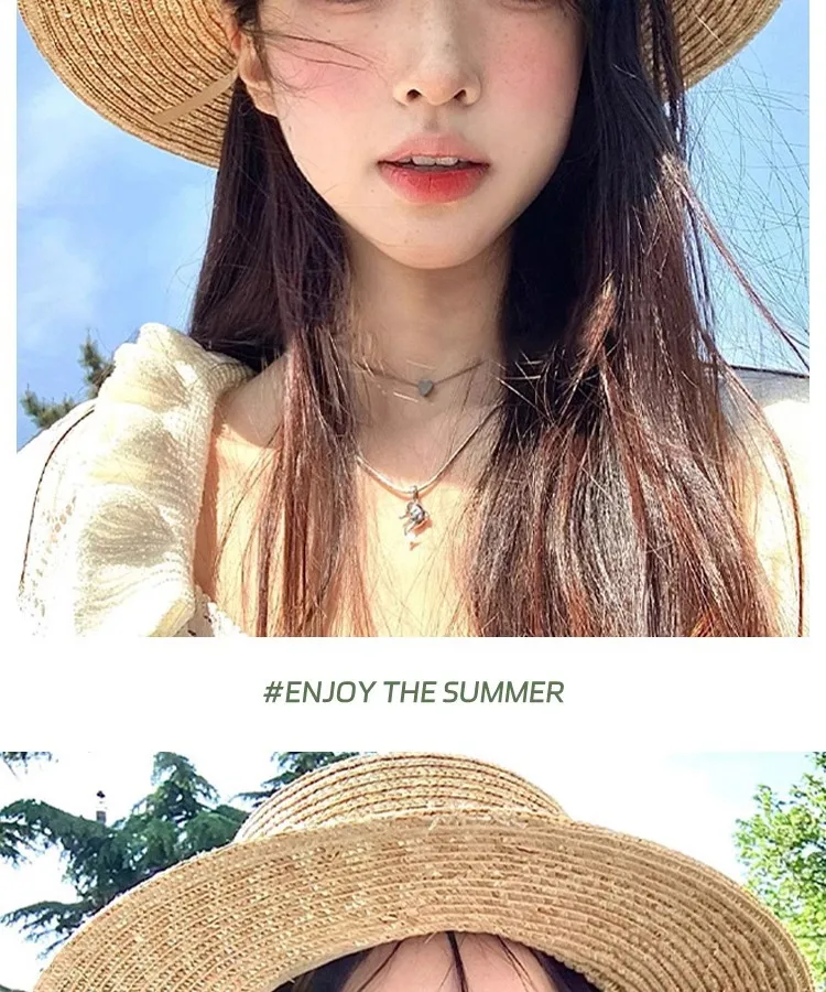 Flat Top Straw Hat Women's French Straw Top Hat  New Summer Big Brim Sunshade Hat Seaside Holiday Sun Hat display picture 12