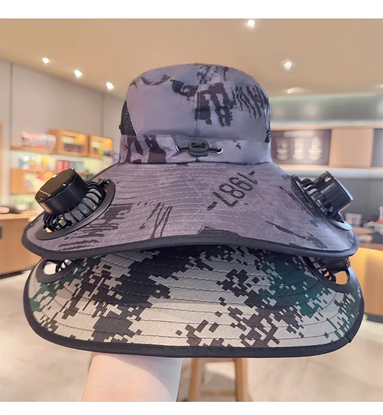 Solar Fan Hat Men's Summer Outdoor Mountaineering Fishing UV-proof Sunshade Oversized Beaves Sunscreen Fisherman Hat display picture 10