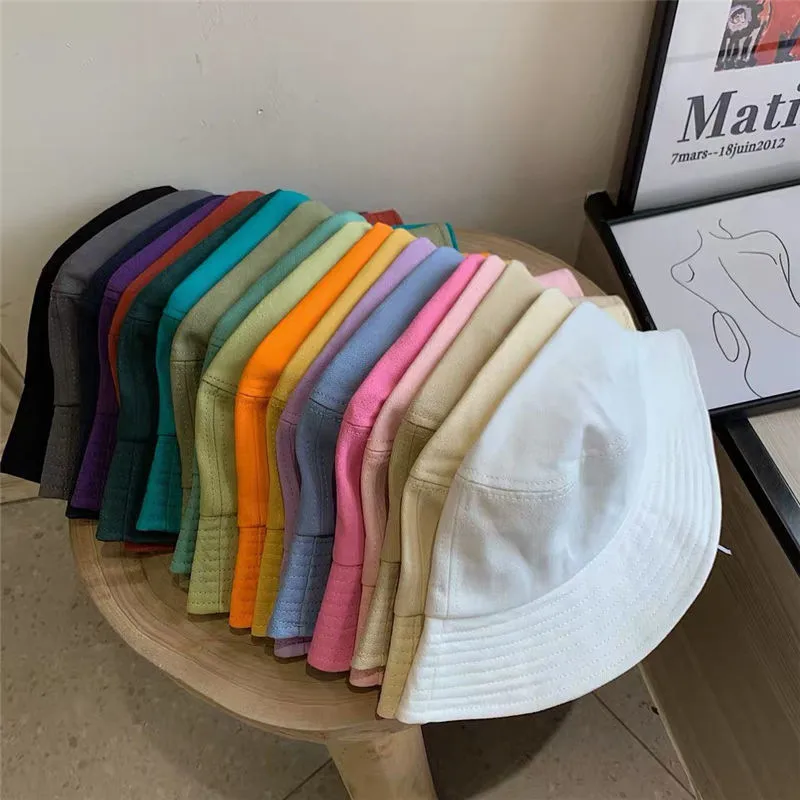 Dopamine New-style Candy-colored Fisherman Hat Solid Color Sunscreen Bucket Hat Table Lamp Hat Thin Elegant Sun Hat Basin Hat display picture 1