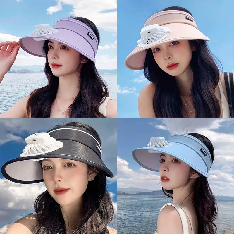 Zhao Lusi USB Rechargeable Fan Hat Women's Adult Simple Sunscreen Hat Sunshade Lightweight Breathable Empty Hat display picture 1