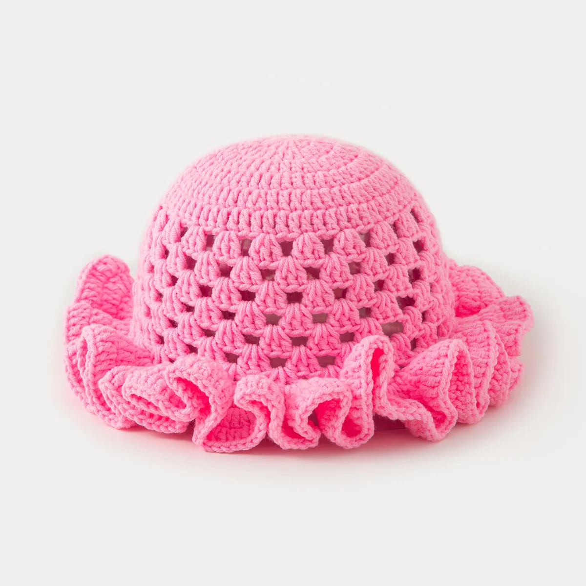 Hollow-out Knitted Solid Color Lace Fisherman Hat Spring And Autumn All-match Ruffled Cute Sweet Wool Pullover Cap display picture 3