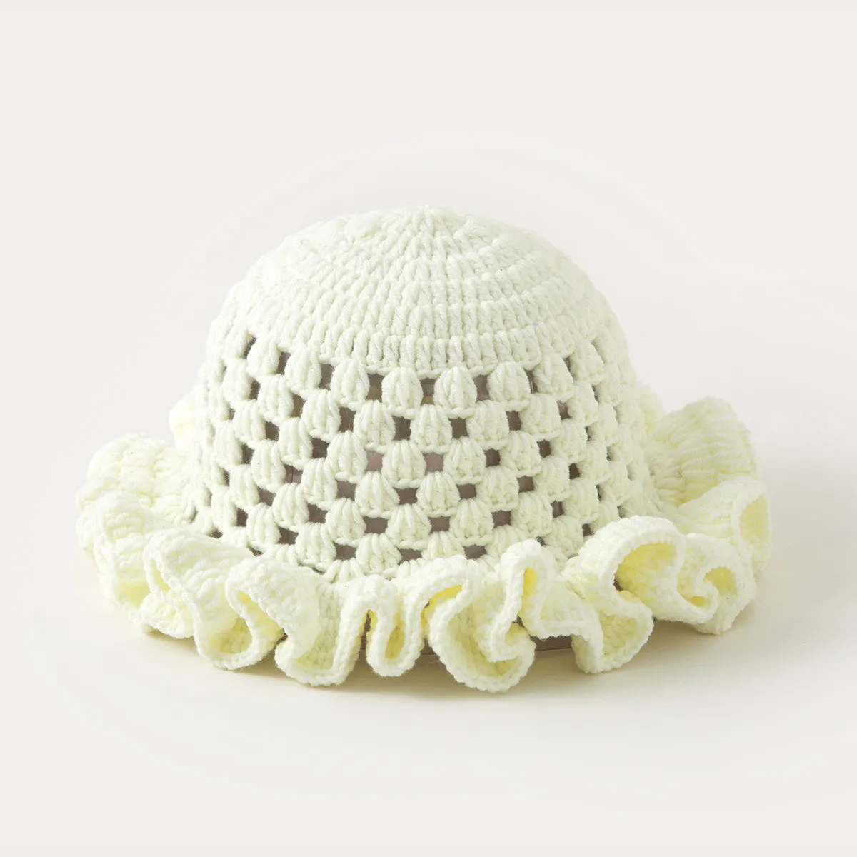 Hollow-out Knitted Solid Color Lace Fisherman Hat Spring And Autumn All-match Ruffled Cute Sweet Wool Pullover Cap display picture 7