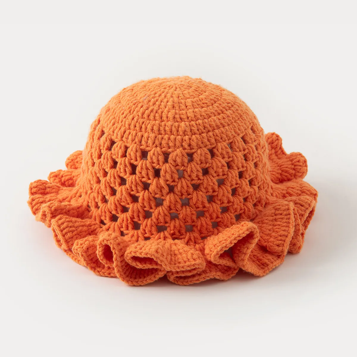 Hollow-out Knitted Solid Color Lace Fisherman Hat Spring And Autumn All-match Ruffled Cute Sweet Wool Pullover Cap display picture 4