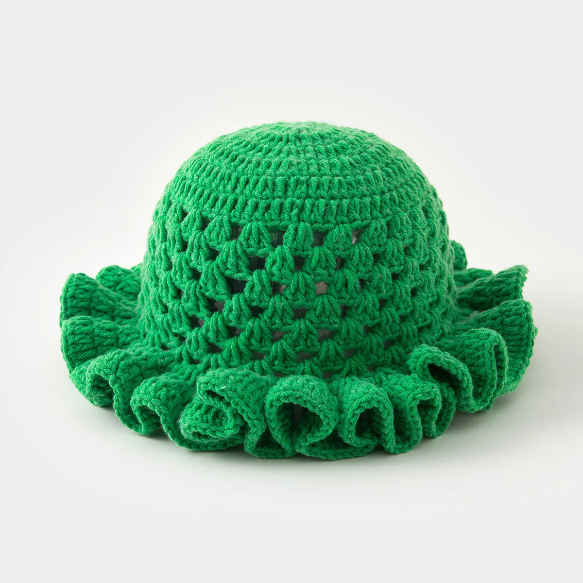 Hollow-out Knitted Solid Color Lace Fisherman Hat Spring And Autumn All-match Ruffled Cute Sweet Wool Pullover Cap display picture 5