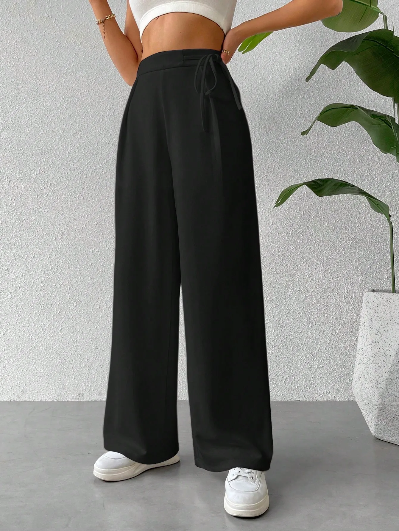 Women's Casual Holiday Daily Basic Simple Style Classic Style Solid Color Full Length Casual Pants Wide Leg Pants display picture 1