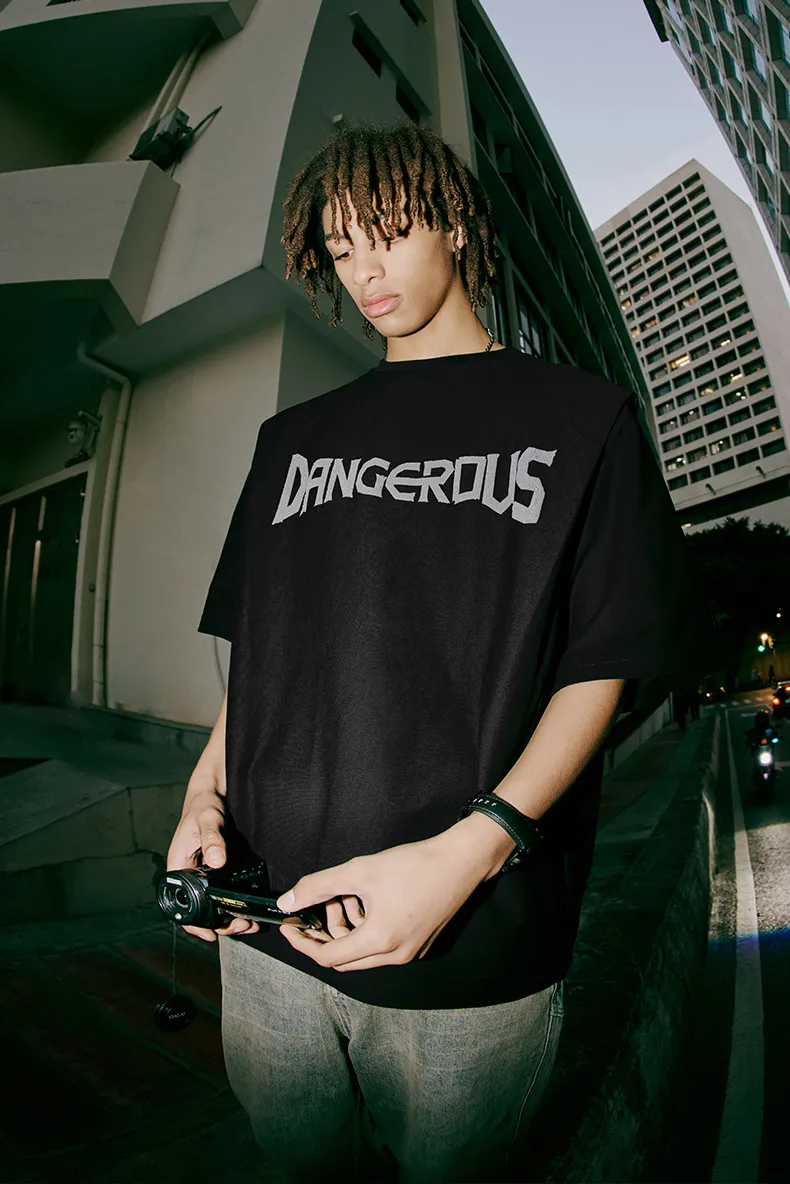 INF Men's Clothing | Twill Fake Two-piece Printed T-shirt  Spring And Summer New Fashion Brand Street Loose Short Sleeve Top Men display picture 4